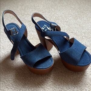 Denim Platform Sandals